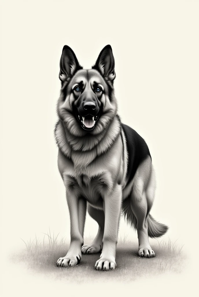 Drawing of a hungry German Shepherd dog