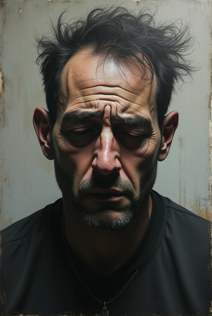 A representation of a man who has depression sadness, Ira, Fatigue, rancor,