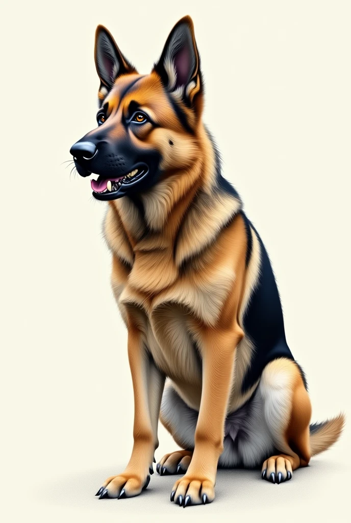 Drawing of a hungry German Shepherd dog 