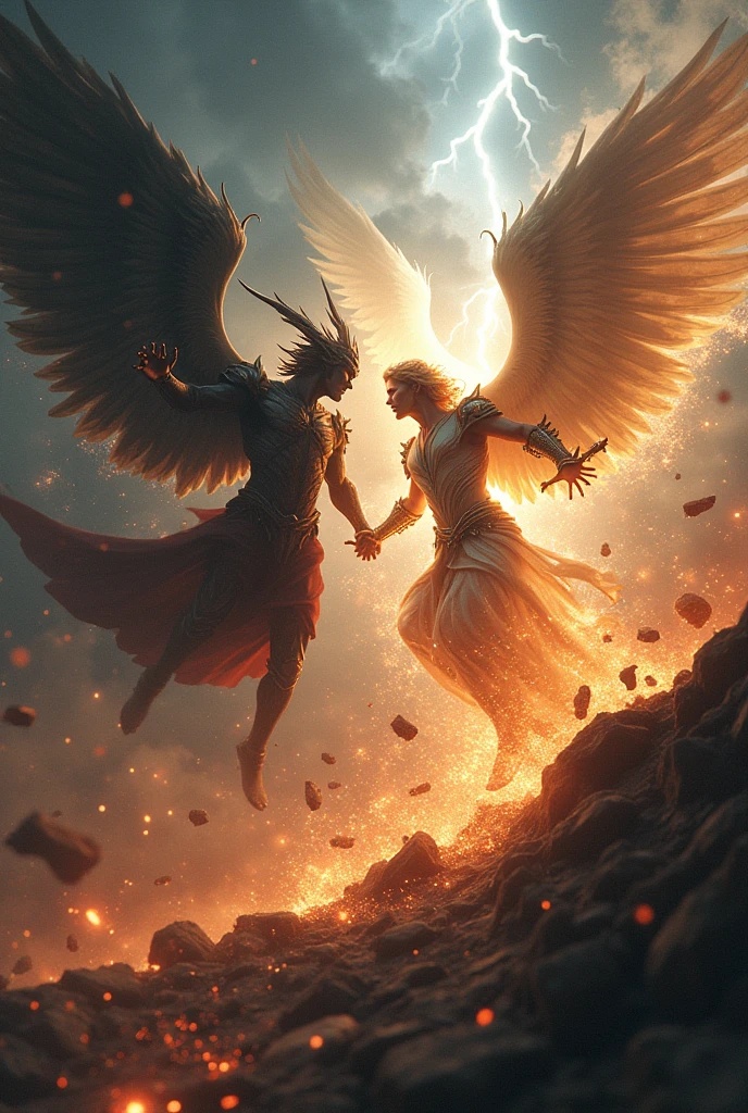 Lucifer the Fallen Fighting Michael 