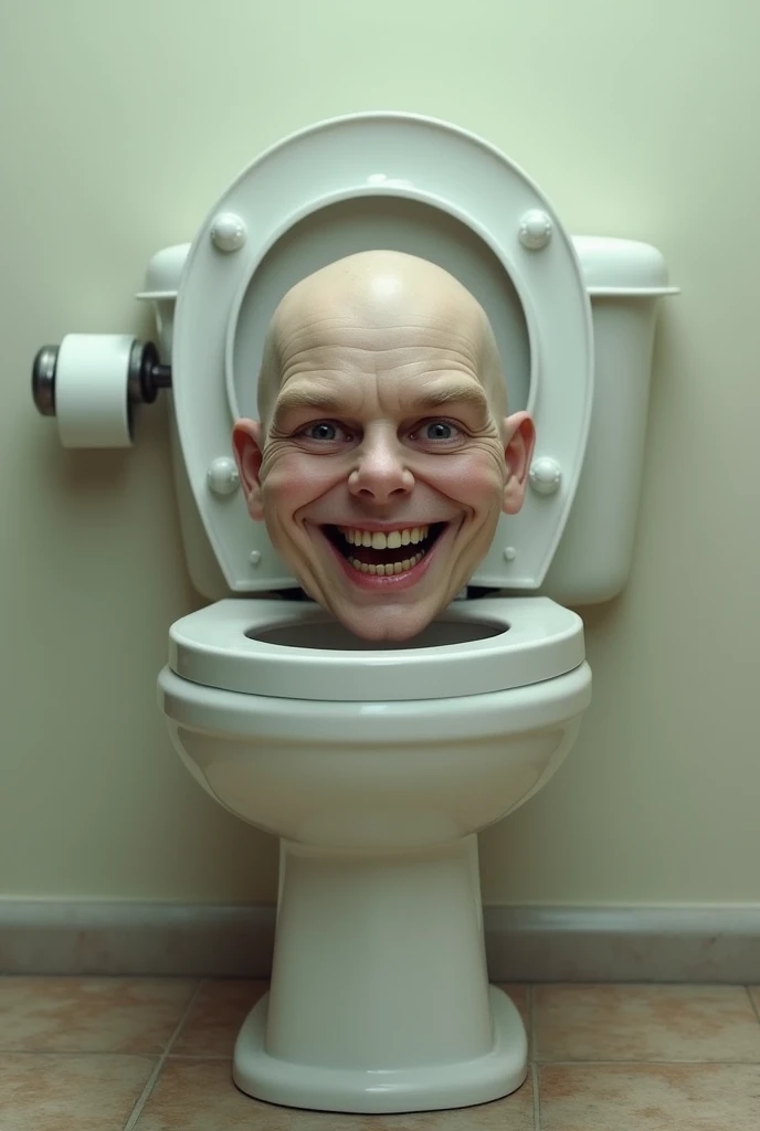 Generates a toilet with a human head coming out and smiling