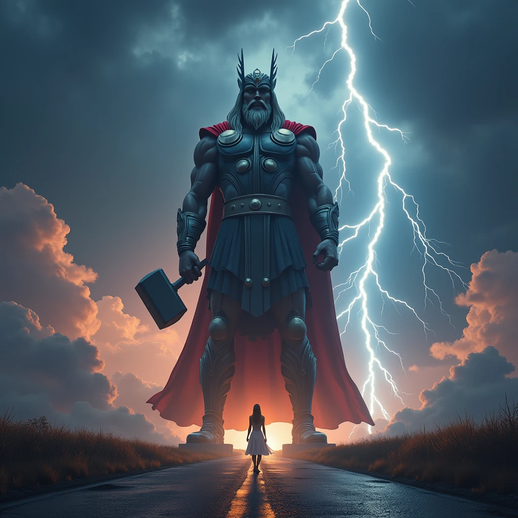 ((work of art)),(best qualityer)),greek style,in the universe,A huge statue of the god Thor stands in space,Lightning in the sky, Look to the camera,Thor standing,Thor holding the hammer in his right hand, glimmering,glow effect,fully naked blonde woman with big ass on the road,Hyper-Realism,hyperphotorealism,real photography,8k,High definition,high qualiy,work of art,very well, (((offwhite))),Discoloration,blurring,inking,8k,very well,high qualiy,(((oc renderer)))