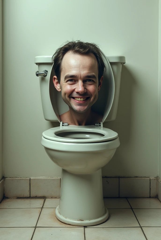 Generates a toilet with a human head coming out and smiling