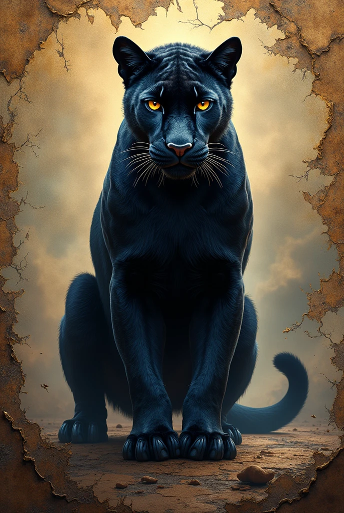 Best Quality, Black Panther,shining , 2d, Department, ancient, Art on cracked paper, Detailed illustration , cinematographic, hyper high definition, Details, Hermosos Details, mystic, luminism, vibrant colors,
