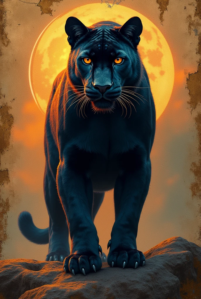 Best Quality, Black Panther，shining , 2d, Department, ancient, Art on cracked paper, Detailed illustration , cinematographic, hyper high definition, Details, Hermosos Details, mystic, luminism, vibrant colors,