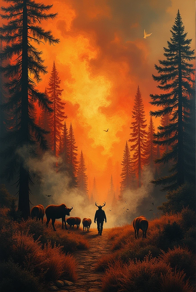 Forest burning collage