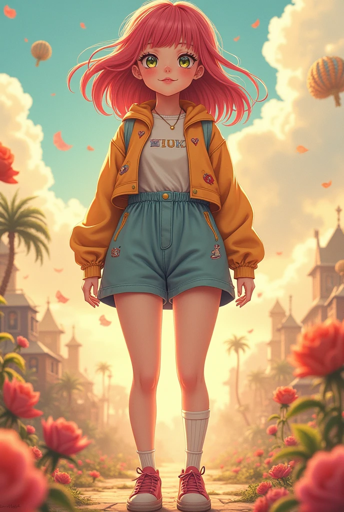 Big anime girl in children's clothes