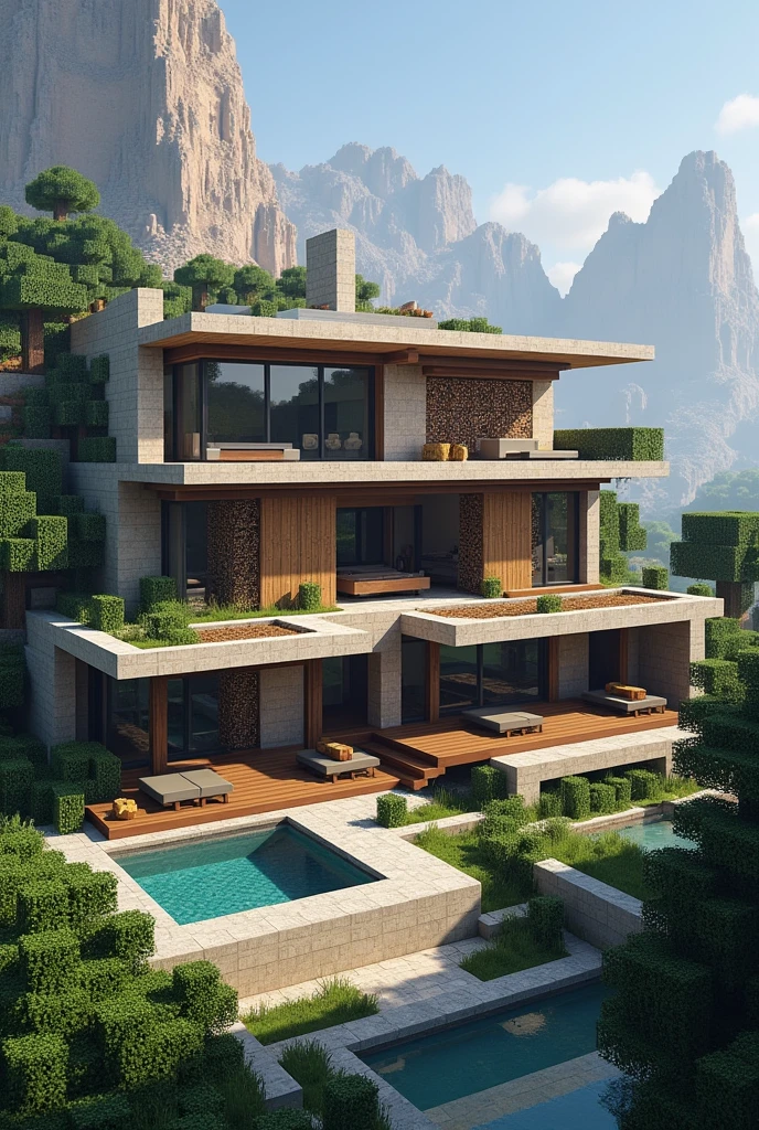 una casa de minecraft moderna version ancient city
