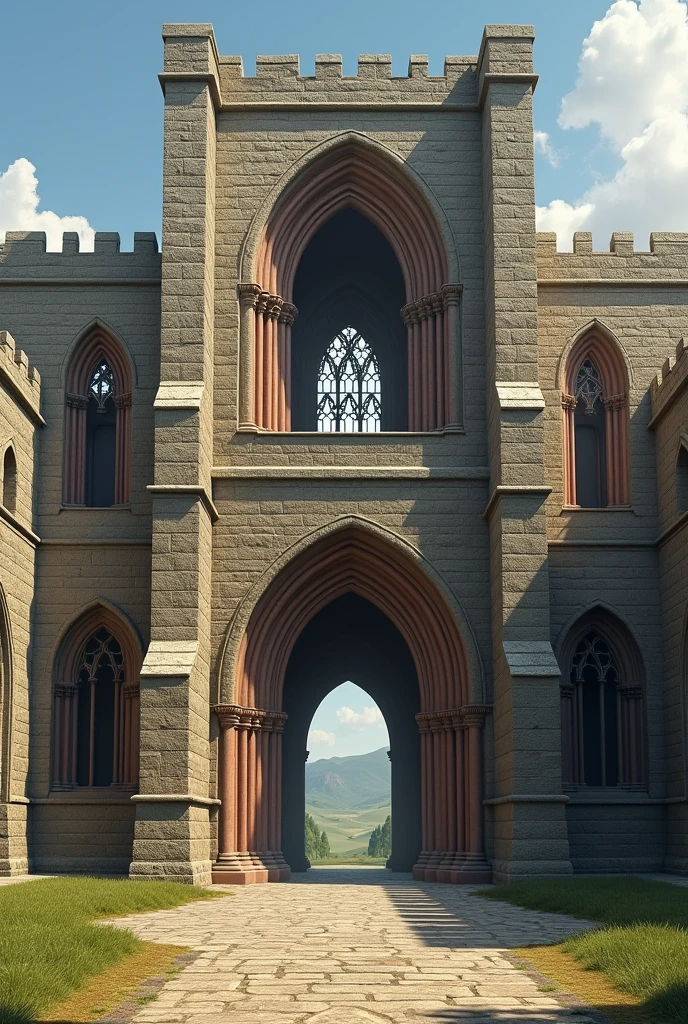 building with thick walls,
Round Arches, Barrel Vaults, 
Buttresses
Fajones Arches of Romanesque architecture