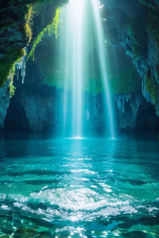 In the water、Clear water、Light shines through the water、
light blue、Fantasy、healing、unmanned、There are no living creatures、There is only water and light、Foam、Landscape only、