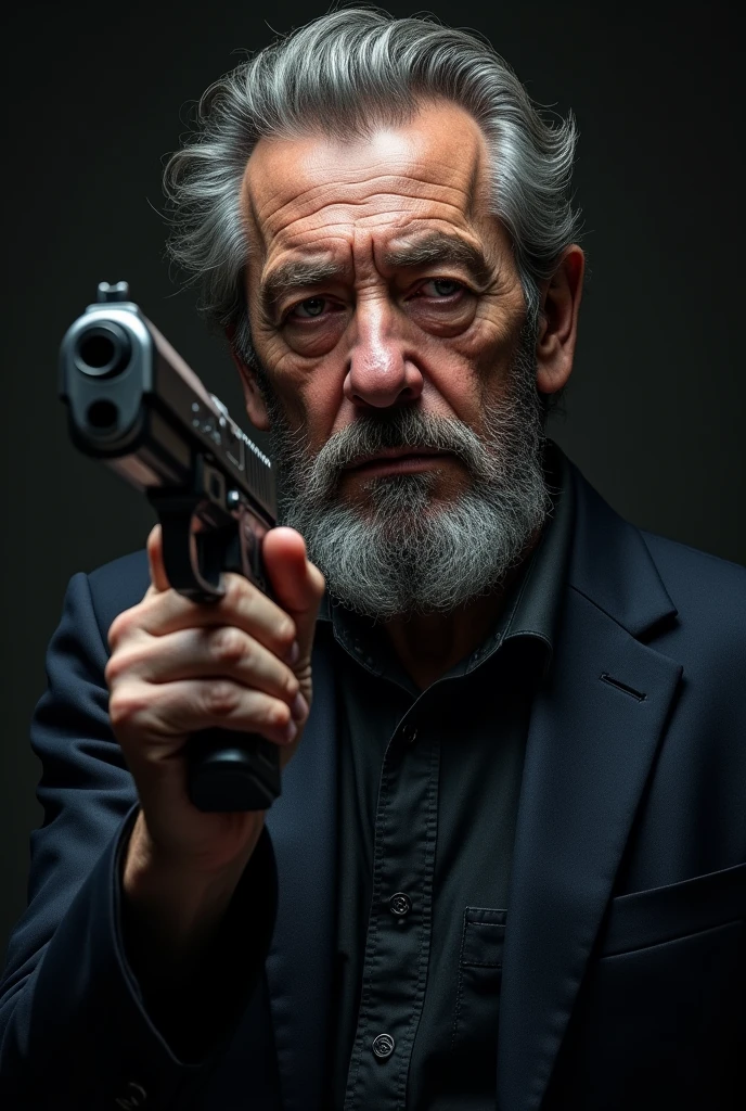 Jhon mcafee holding a gun