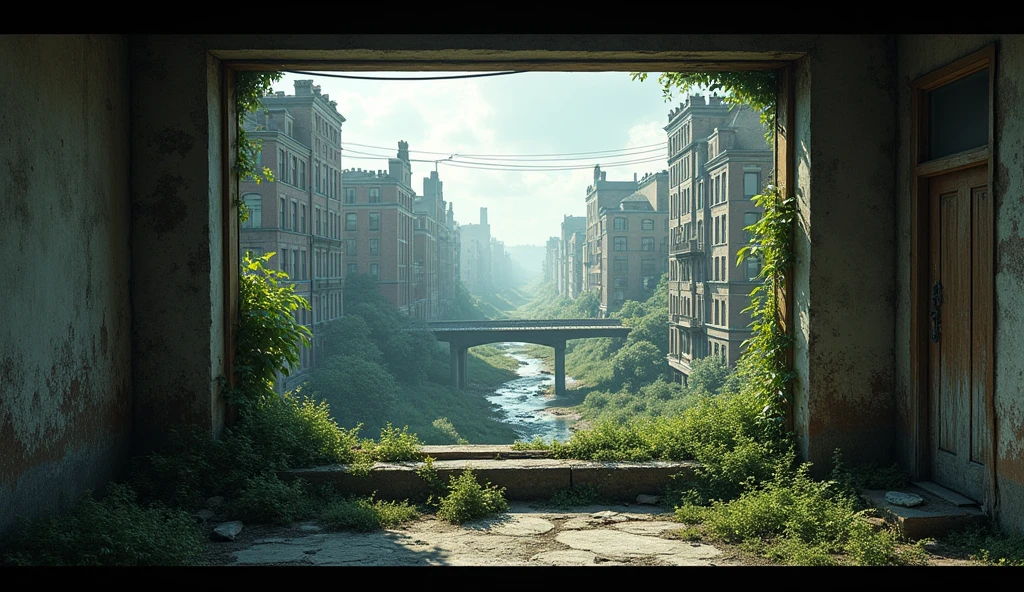 Outside view from a room in an abandoned city