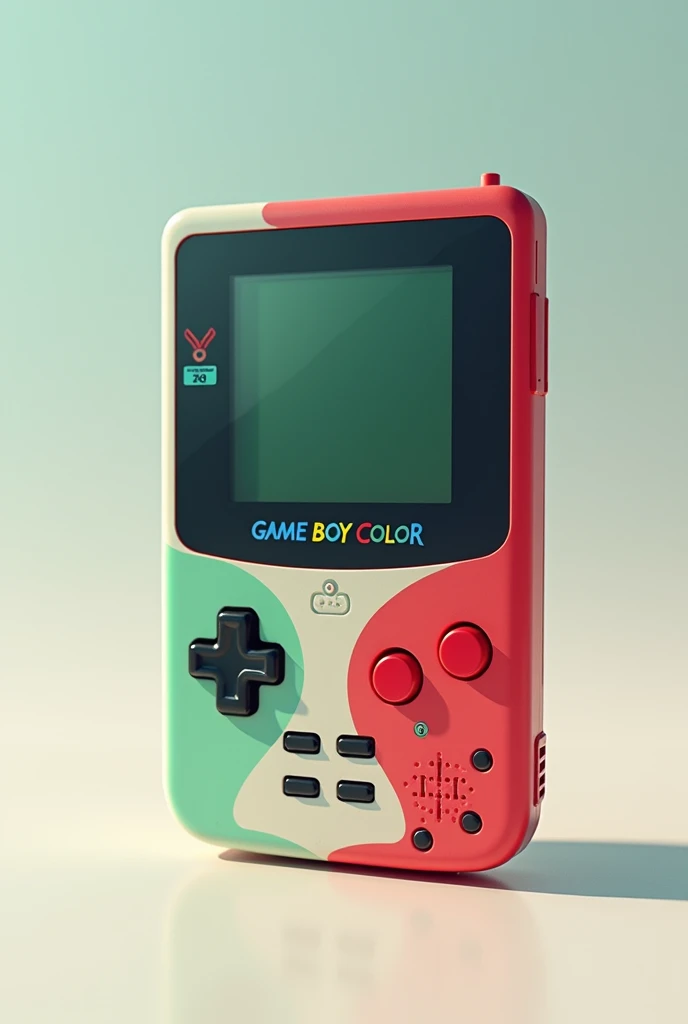 A portable video game in the Game Boy Color style with red, green and white colors.