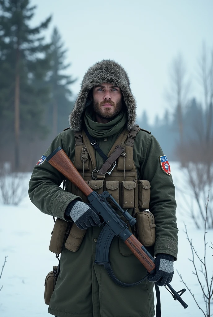 a young Russian soldier with a bit of a beard