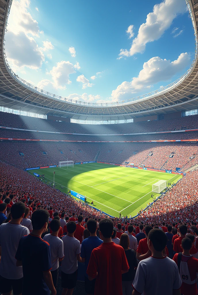 Football stadium, full of neutral fans 