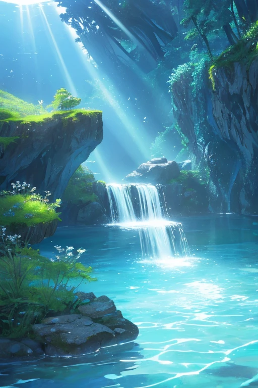 In the water、Clear water、Light shines through the water、
light blue、Fantasy、healing、unmanned、There are no living creatures、There is only water and light、Landscape only、