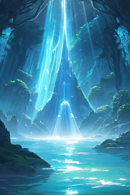 In the water、Clear water、Light shines through the water、
light blue、Fantasy、healing、unmanned、There are no living creatures、There is only water and light、Landscape only、