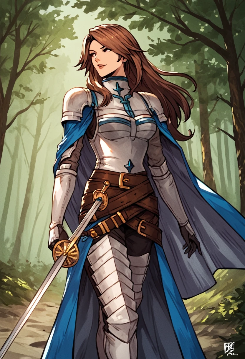 score_9, score_8_up, score_7_up, score_6_up, score_5_up, score_4_up, rating_explicit,
BREAK
1girl, katalina \(granblue fantasy\), brown hair, parted bangs, long hair, brown eyes, adult, mature, looking away,
BREAK
solo, standing, armor, cape, holding sword, walking,
BREAK
forest, cinematic, detailed background, dynamic pose, angled shot, dynamic angle, sunbeam, 