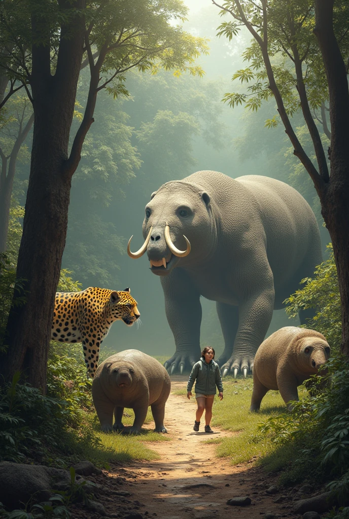 shows the animals of Fontibon de Bogota in ancient times as it was, it tries not to show landscape and people