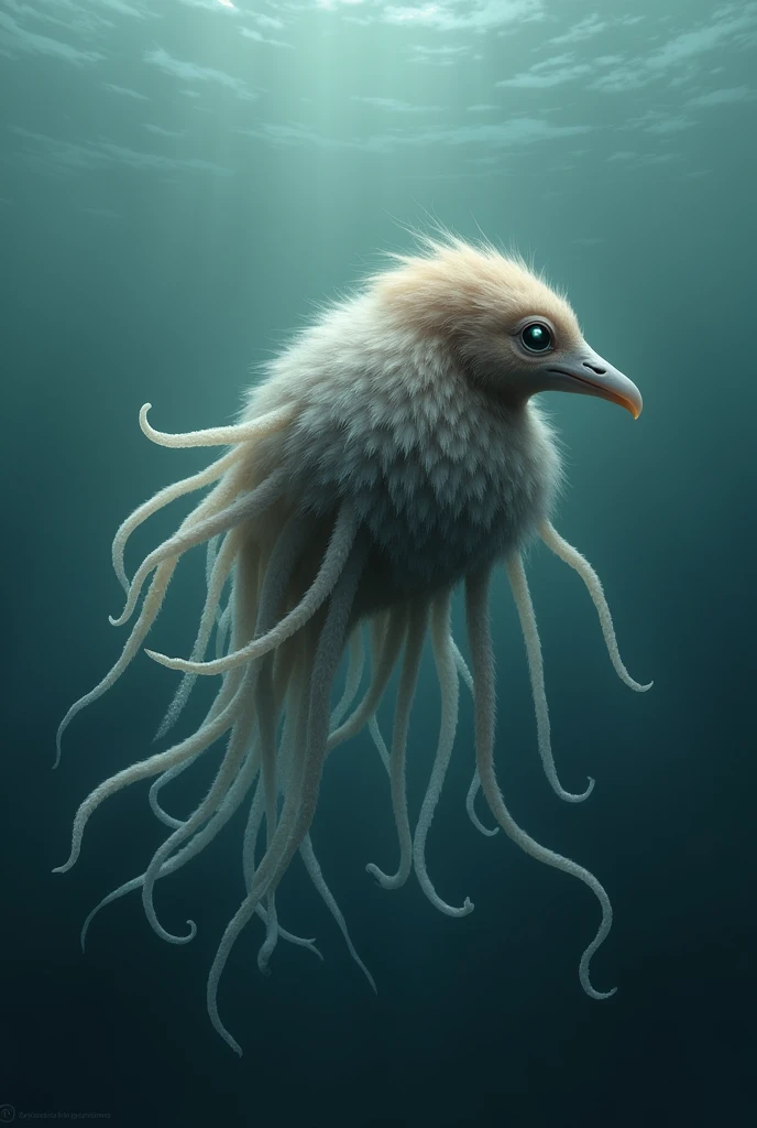 Create a fusion of a dodo and a jellyfish (animal) realisitic, Por favor 