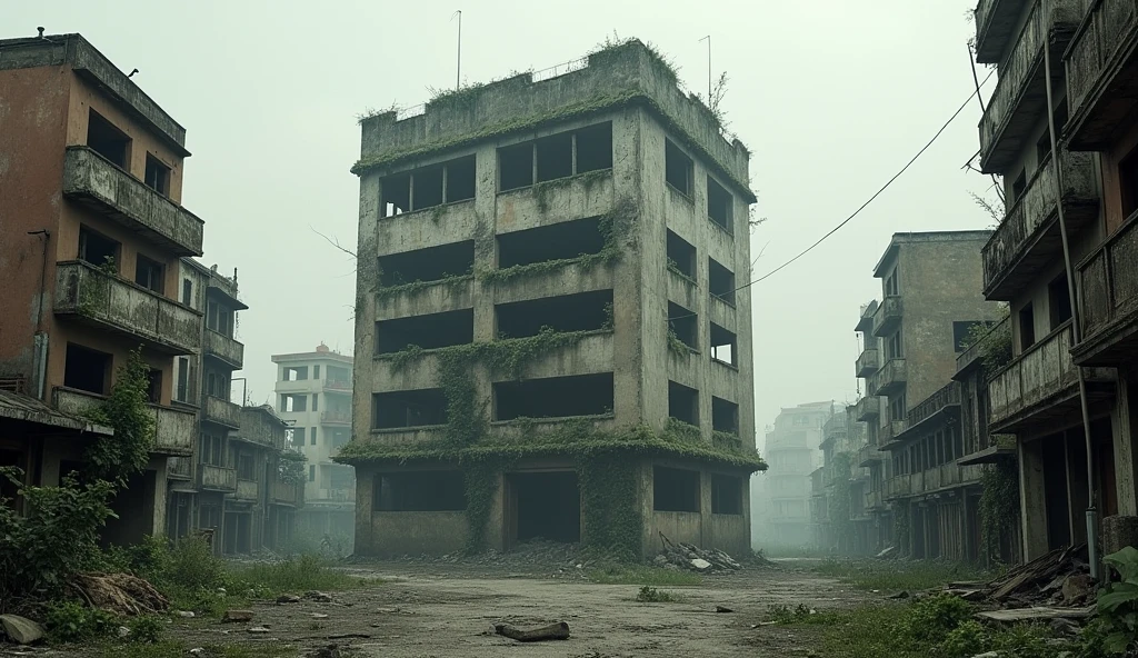 A building in an abandoned city