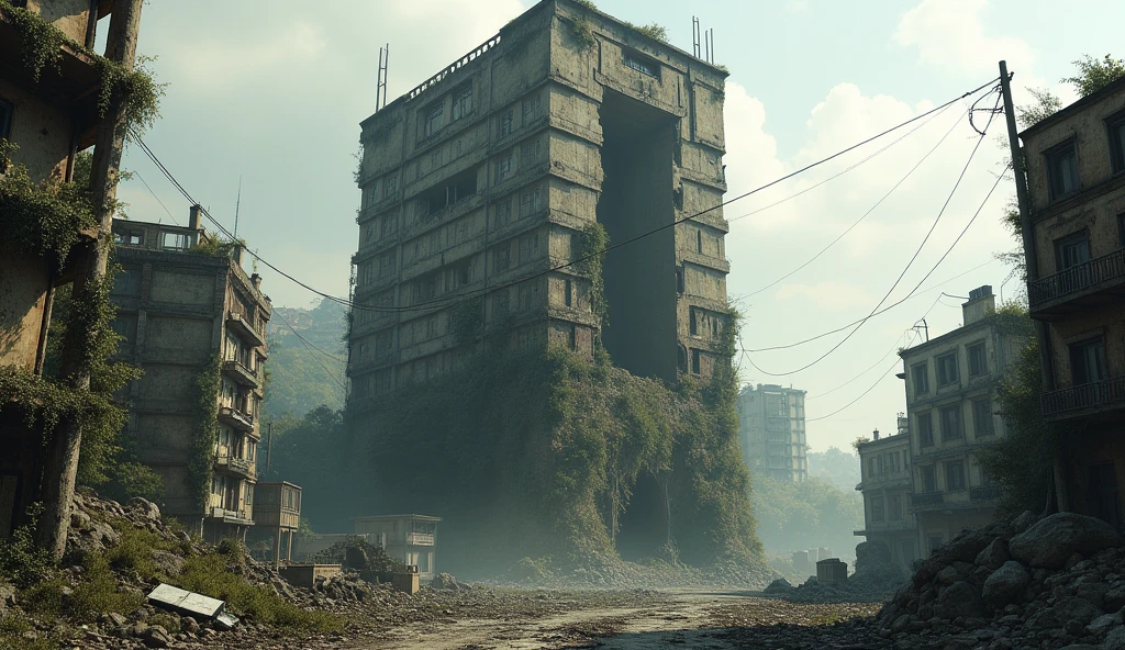 A building in an abandoned city
