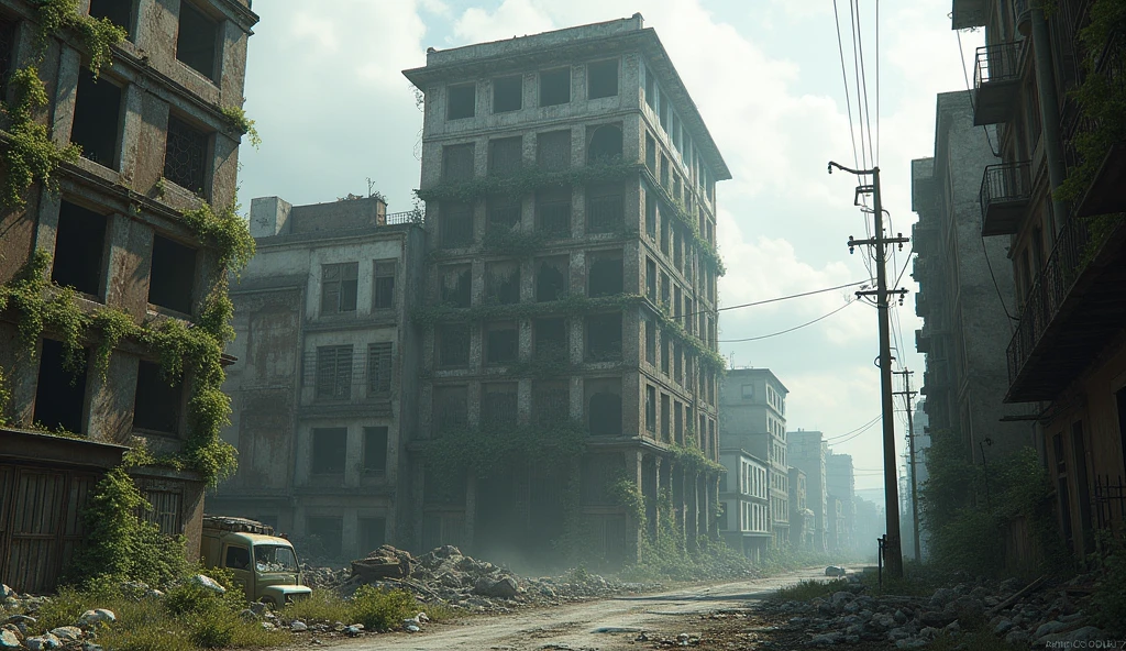 A building in an abandoned city