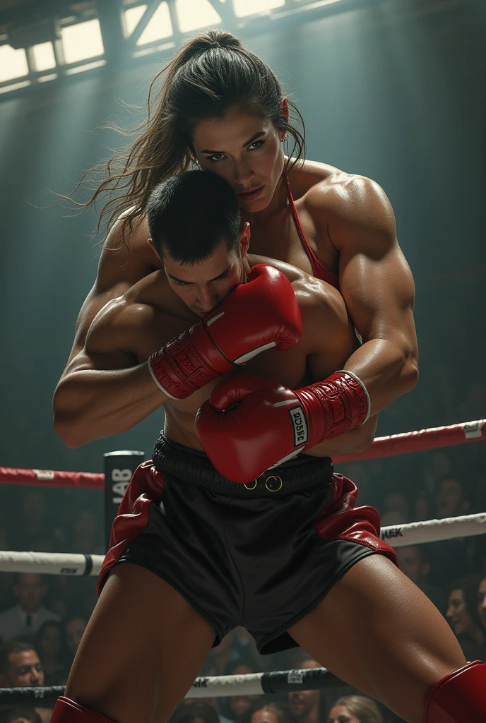 Everyone should be afraid of the very tall female boxer. The character's name is Jane. When I say Jane, this woman comes out. Jane fights a man, but Jane is almost twice as tall as the man. She is very beautiful. Who defeated the man? Jane chokes him.