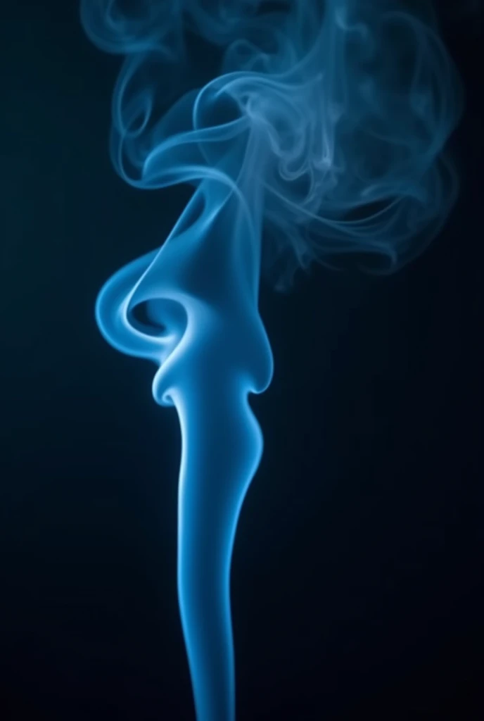 blue big smoke, black background, full, distance