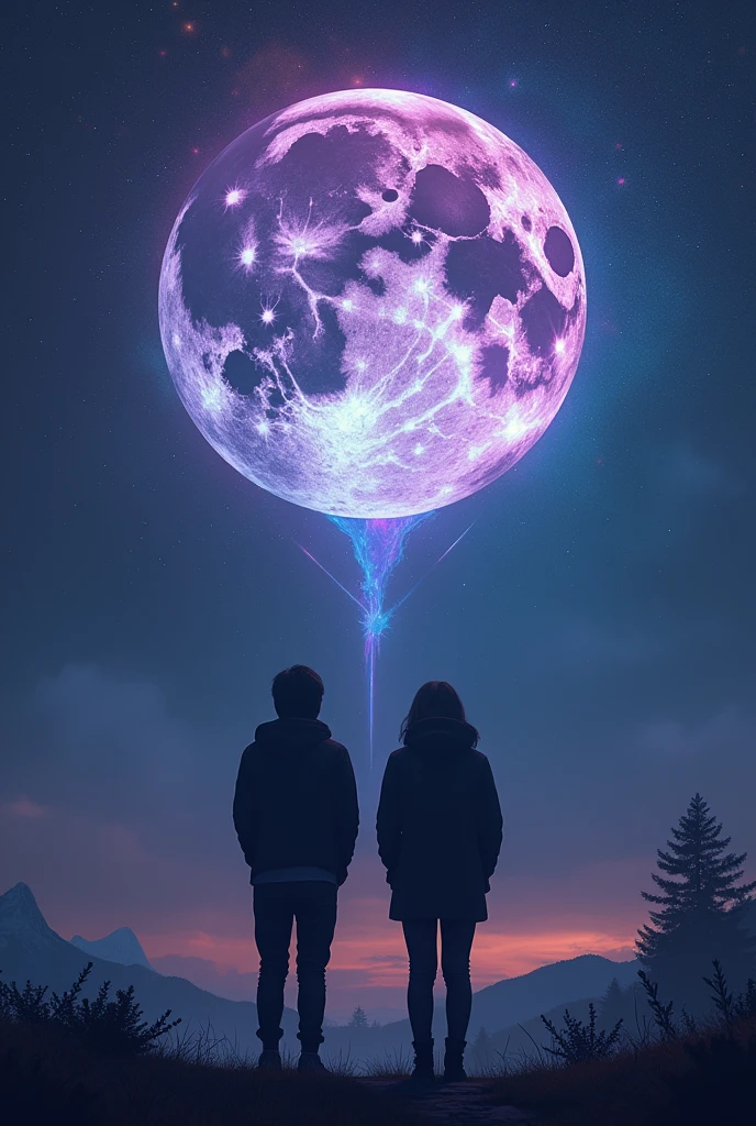 You can take a photo of two people from behind looking at the moon with a psychedelic filter
