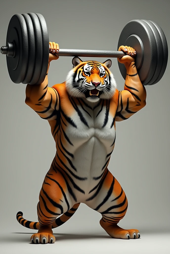 a tiger lifting a dumbbell