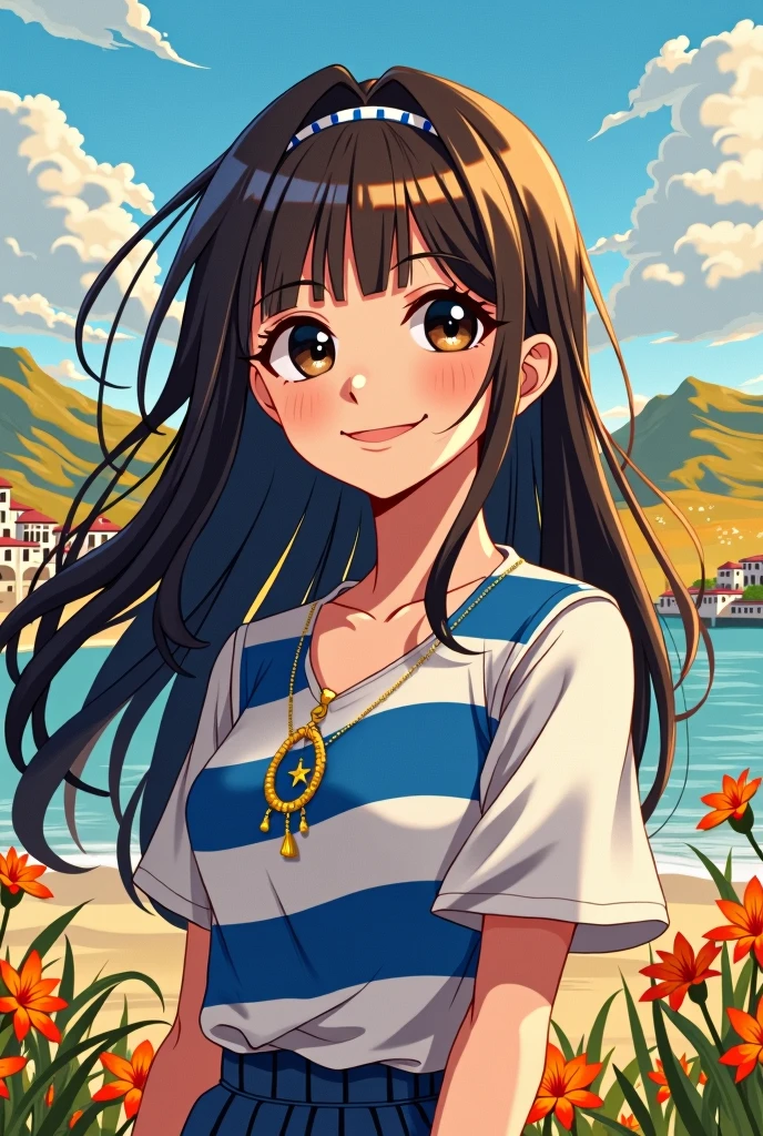 Create an image of an Uruguayan anime character , LET IT BE A GIRL