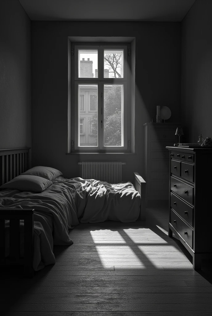Frank Kafka's Metamorphosis Room without the Cockroach in Black and White