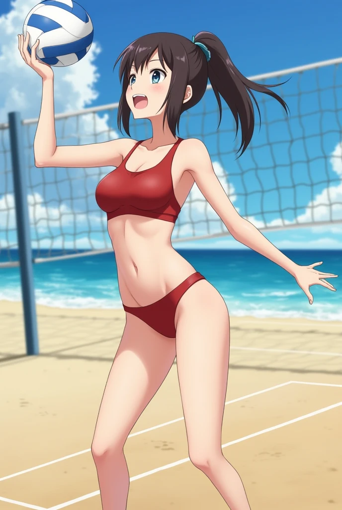 Anime girl playing volleyball naked nude