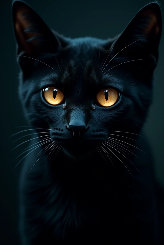 Lighting two eyes of a cat at darkest night.