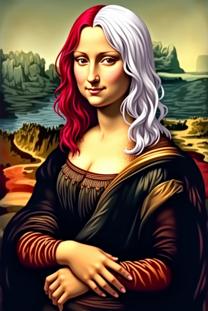  Mona Lisa with saturo gojo's hair