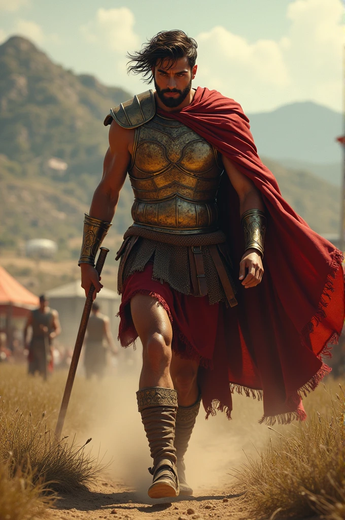 Patroclus going to the Trojan's base and attaking