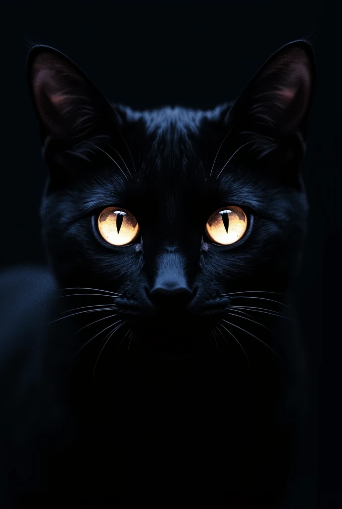 Jist lighting two eyes of a cat at darkest night. The background will be black.