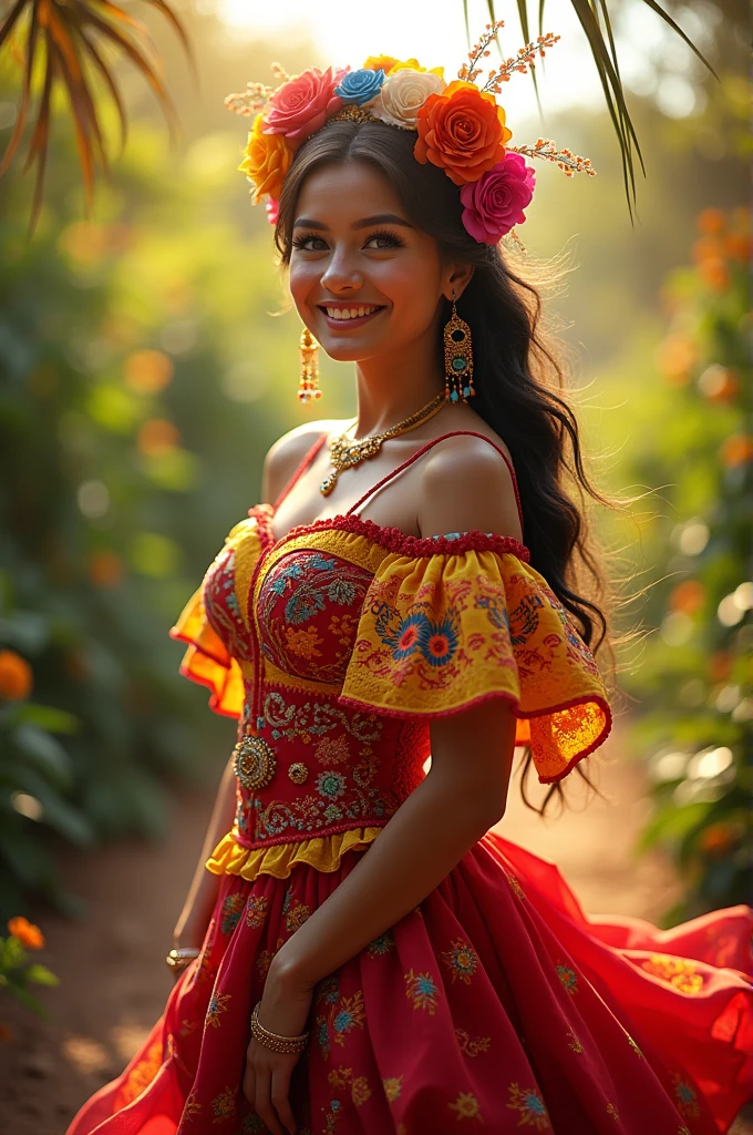 Woman dressed in Mexican costume