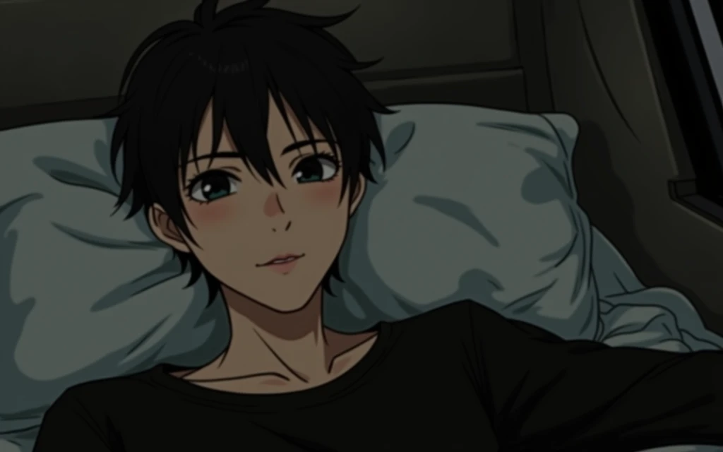 GGeneal an image of that shoujo style boy who looks cute as he is and as if he were drawn on a sheet of paper and pencil, so that it has the effect of being drawn manually, do it in another context, That is, he is not lying down