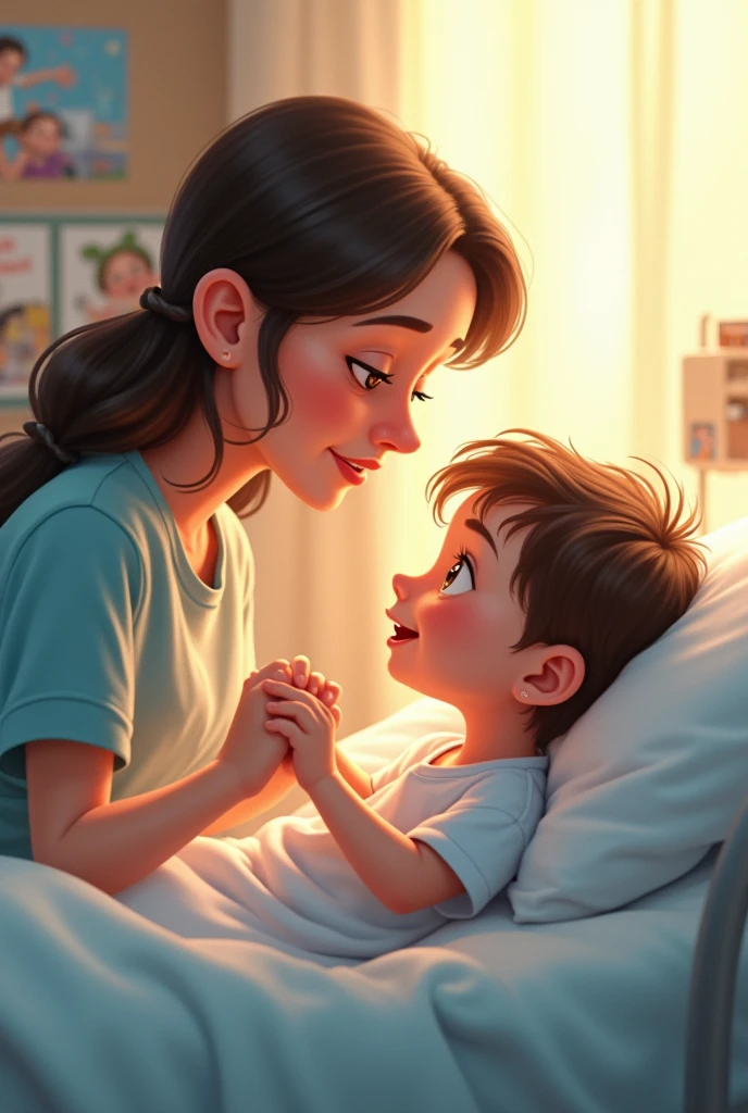 HOSPITALIZED CHILD ACCOMPANIED BY HIS MOTHER CREATE ANIMATED IMAGE