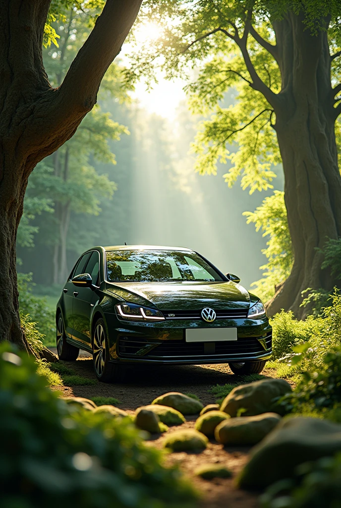 Volkswagen Golf generation 4 in a lush natural setting