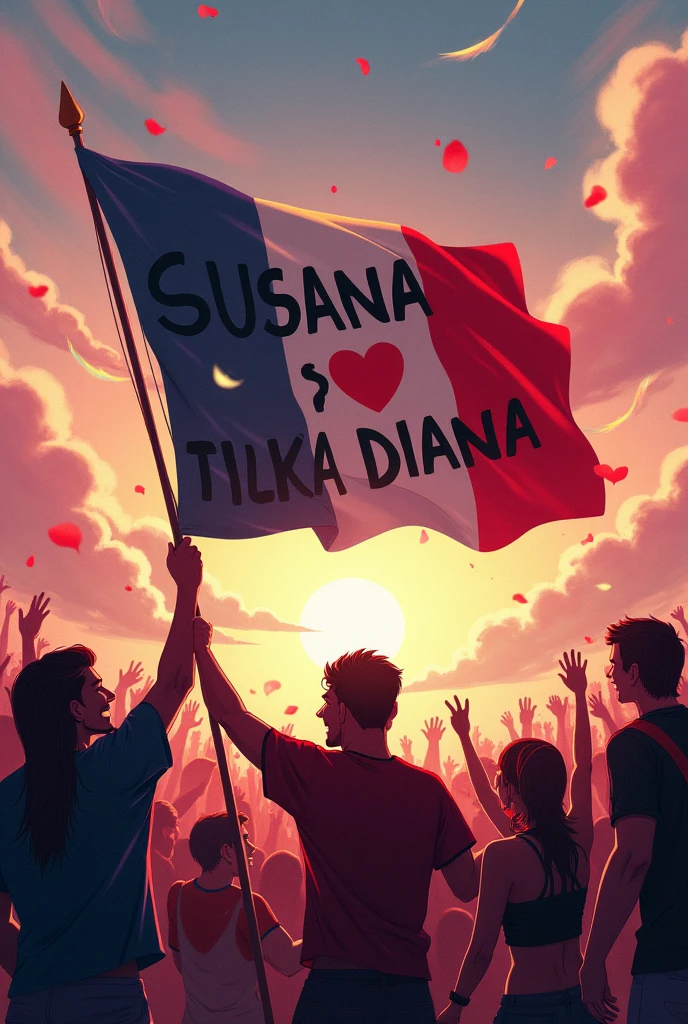 Fanatics, They raise a huge flag that says "Susana Alarcon and Diana, we put them together!!❤️"