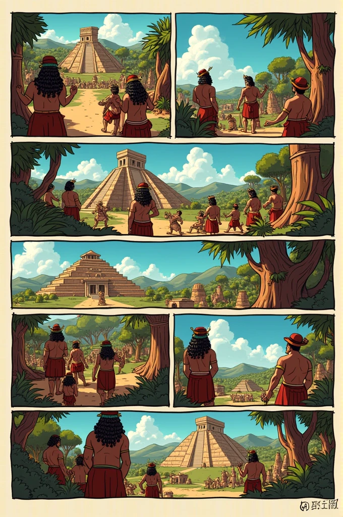 Comic of 10 images from the pre-Hispanic era