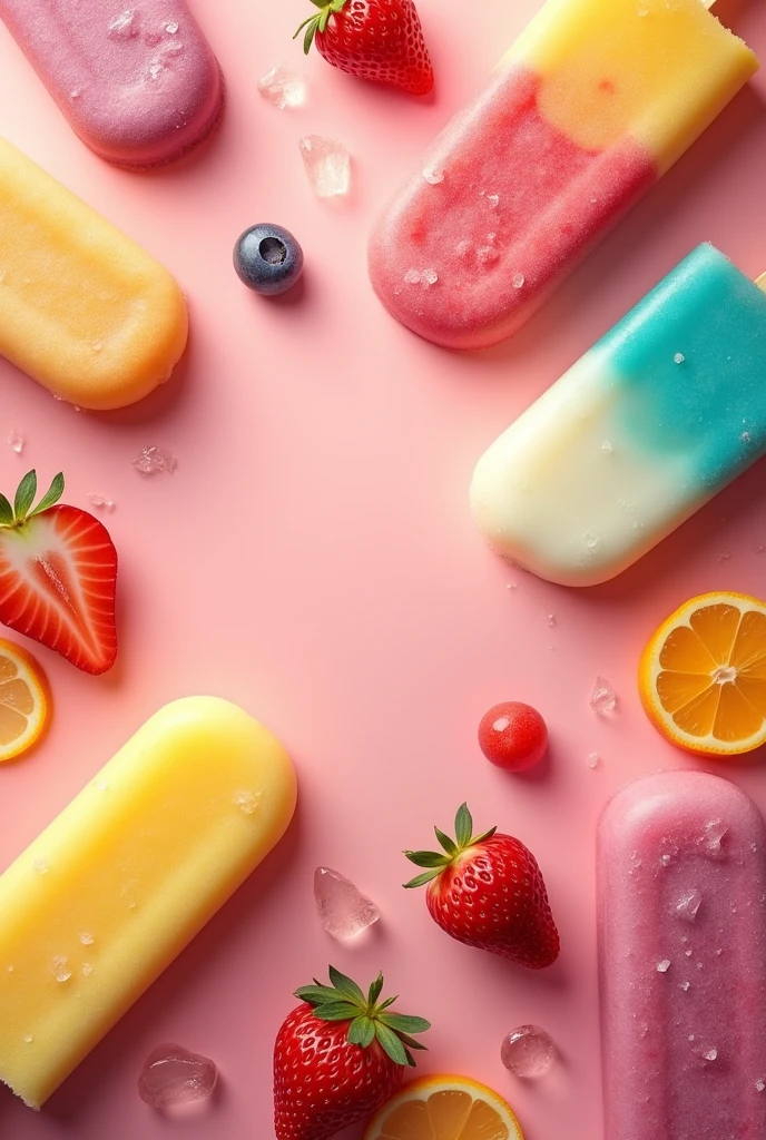 Create a Banner, with a background of delicious popsicles.