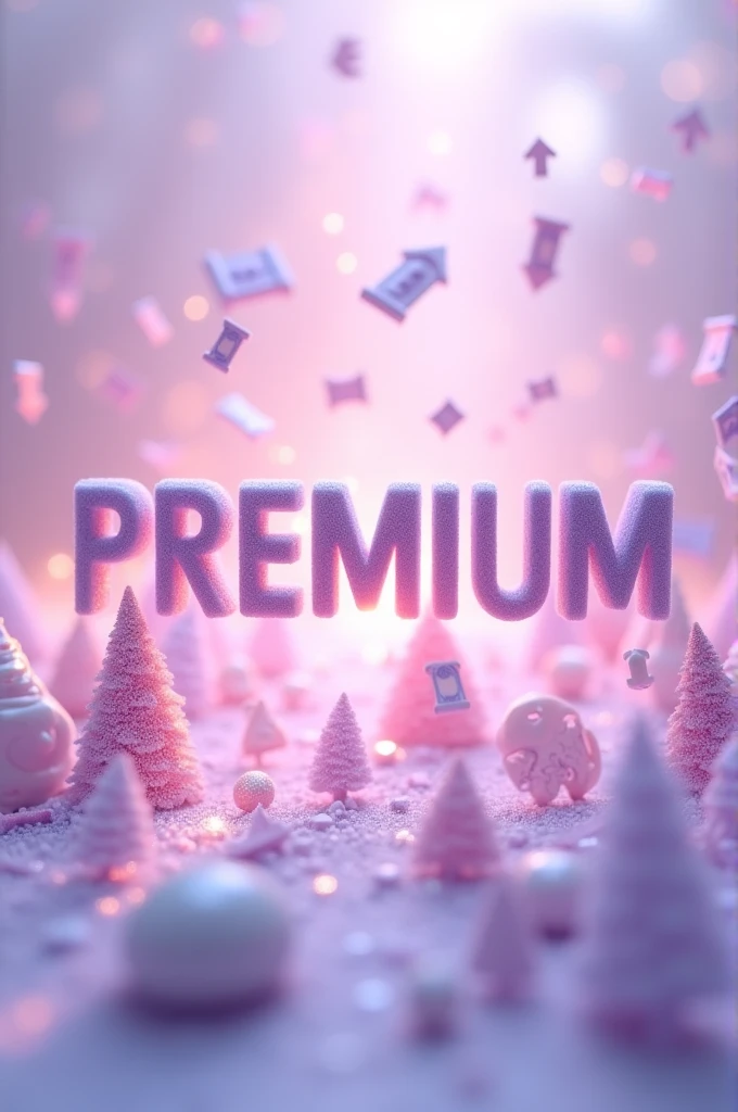 Delicate image of light purple and pink colors, with the name "Premium" and many arrows and money symbols in the image