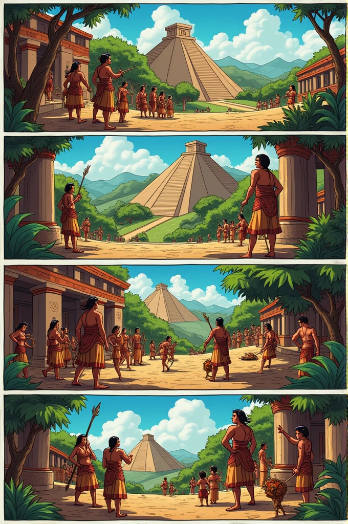 Comic of 10 images from the pre-Hispanic era