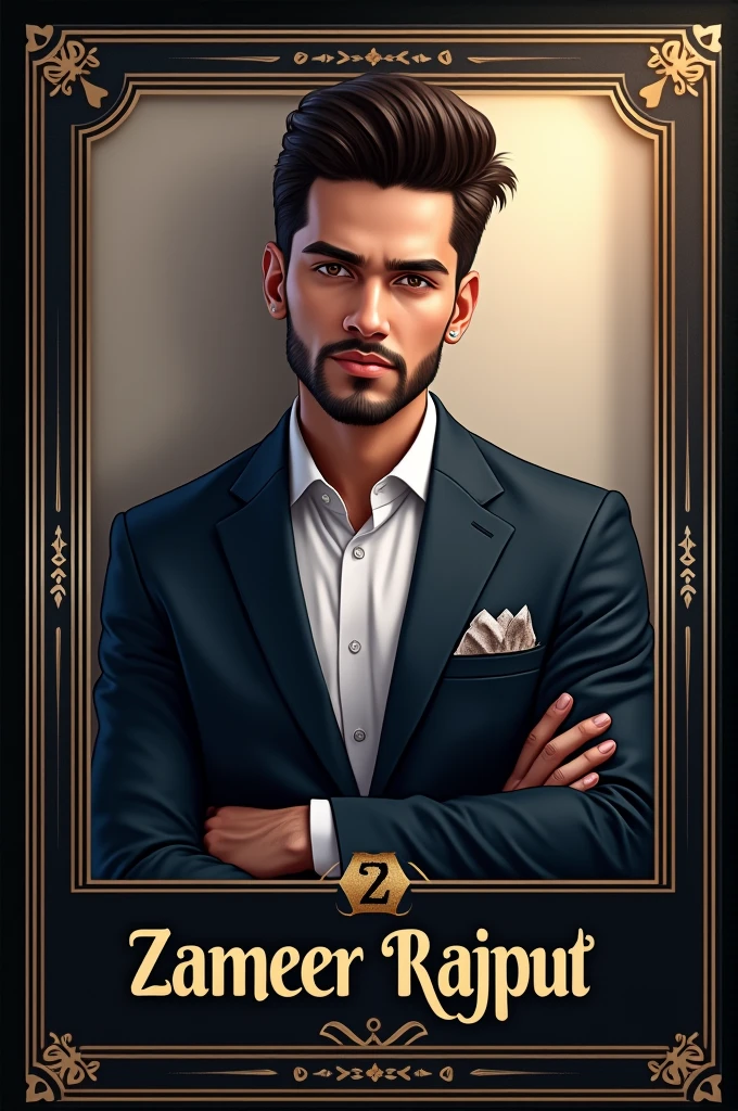 Create a beautiful and stylish trading image with name of Zameer Rajput