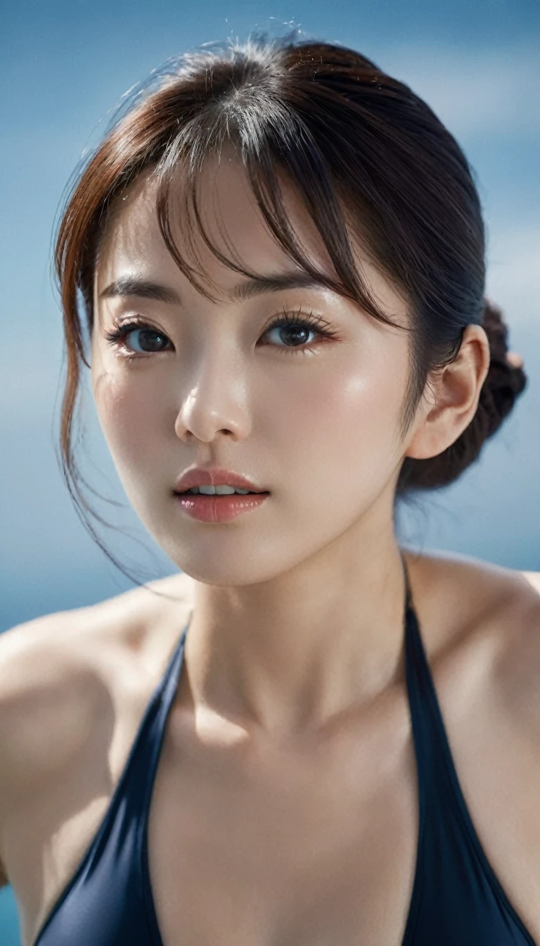 score_9, score_8_up, score_7_up, best quality, masterpiece, realistic, photorealism, film grain, low anglel shot, high-key lighting, soft shadows, dark theme,
a beautiful elegant japanese actress in an sexy swimsuit,beautiful detailed eyes, beautiful detailed lips, extremely detailed face, long eyelashes, , amazing proportions,
against a clear blue sky, overcast sky, outdoor,