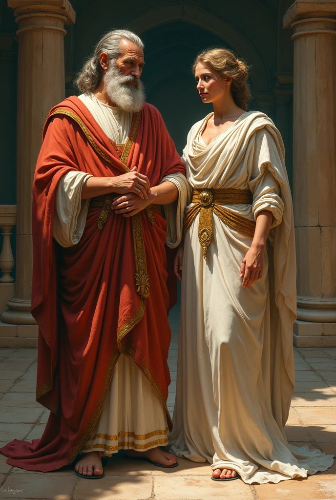 respected and recognized ancient doctor, and the goddess Athena at the side inspiring doctors and physicians 